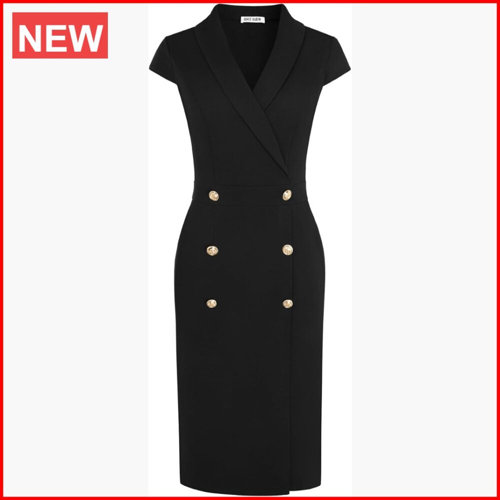 Polyester Elastane Work Bodycon Dress With Pocket… - image 1